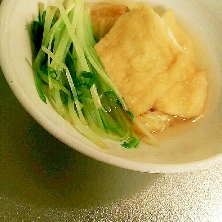 簡単小鉢♪レンジだけで水菜と油揚げの煮物